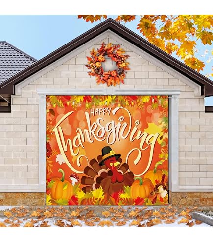 Amazon.com : Preboun Fall Garage Door Cover with String Lights