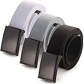 Mile High Life Cut To Fit Canvas Web Belt Size Up to 52" with Flip-Top Solid Black Military Buckle