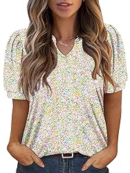 KISSMODA Women's Tunic Tops Casual V Neck Short