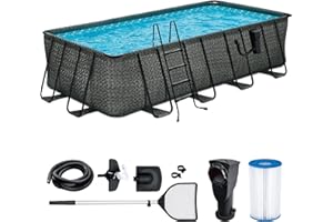 Funsicle Oasis 18' x 9' x 52" Rectangular Above Ground Swimming Pool Set with 2-in-1 Filter Pump, Ladder & Maintenance Kit – Easy Setup for Backyard Fun