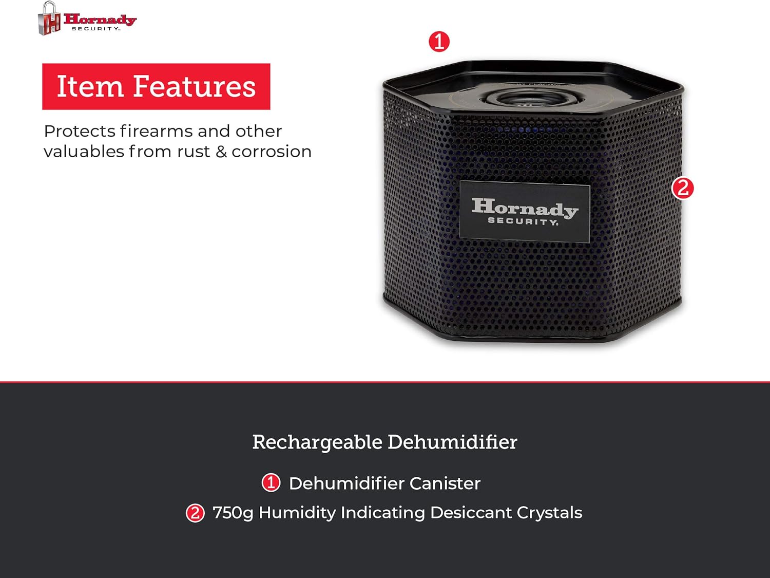 Hornady Reusable Canister Dehumidifier 750G, 95902 - Portable, Easy to Use Moisture Absorbers for Gun Safes & Cabinets - Prevent Moisture Damage for Gun Safe Accessories, Firearms in Your Gun Vault : Sports & Outdoors