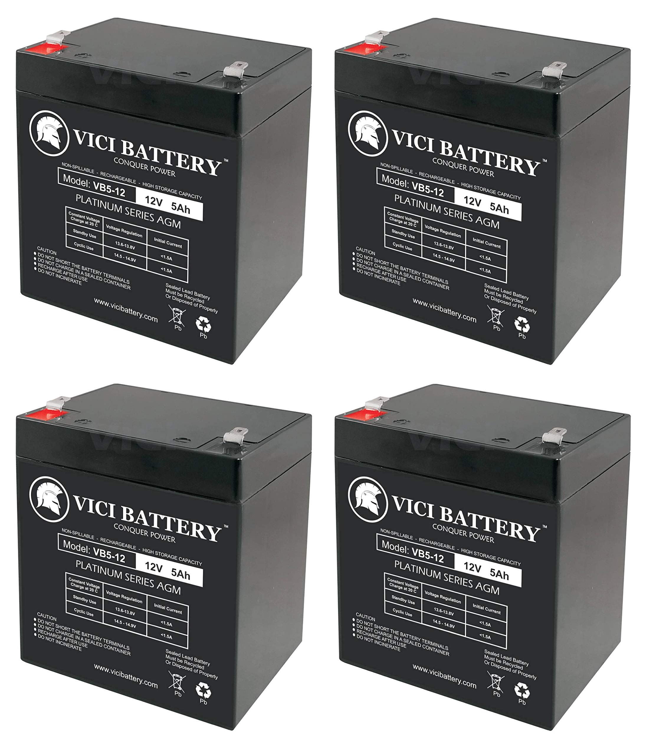 VICI Battery VB5-12 - 12V 5AH Battery for Razor E100 E125 E150 E175 Electric Scooter - 4 Pack Brand Product