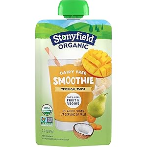 Stonyfield Organic Farm Yogurt Banana Mango Smoothie Pouch, Tropical Twist, 3.2 Oz