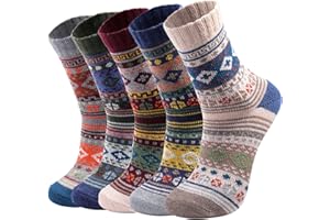 Nimalpal Wool Socks for Women - 5 Pairs Soft Cozy Knit Winter Warm Socks for Women Men