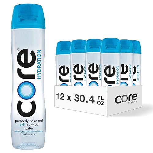 CORE Hydration, 30.4 Fl Oz (Pack of 12), Nutrient Enhanced Water, Perfect 7.4 Natural pH, Ultra-Purified With Electrolytes and Minerals, Cup Cap For Sharing 