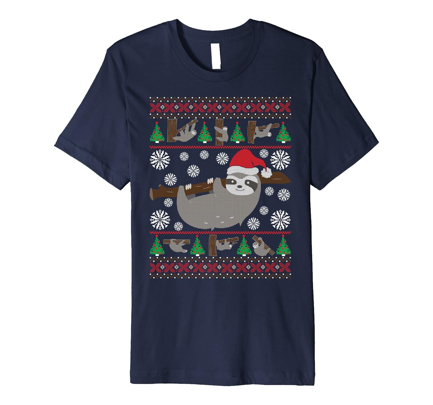 Sloth Ugly Christmas Sweater Funny Premium T-Shirt-ANZ