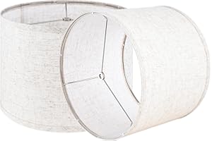JERHOUS Oatmeal linen Textured Lamp Shades Set of 2 Medium Drum Lampshade 13``Top x 13``Bottom x 10``High(Spider) Farmhouse Lampshade for Table Lamp & Bedside Lamp - Replacement Lampshade