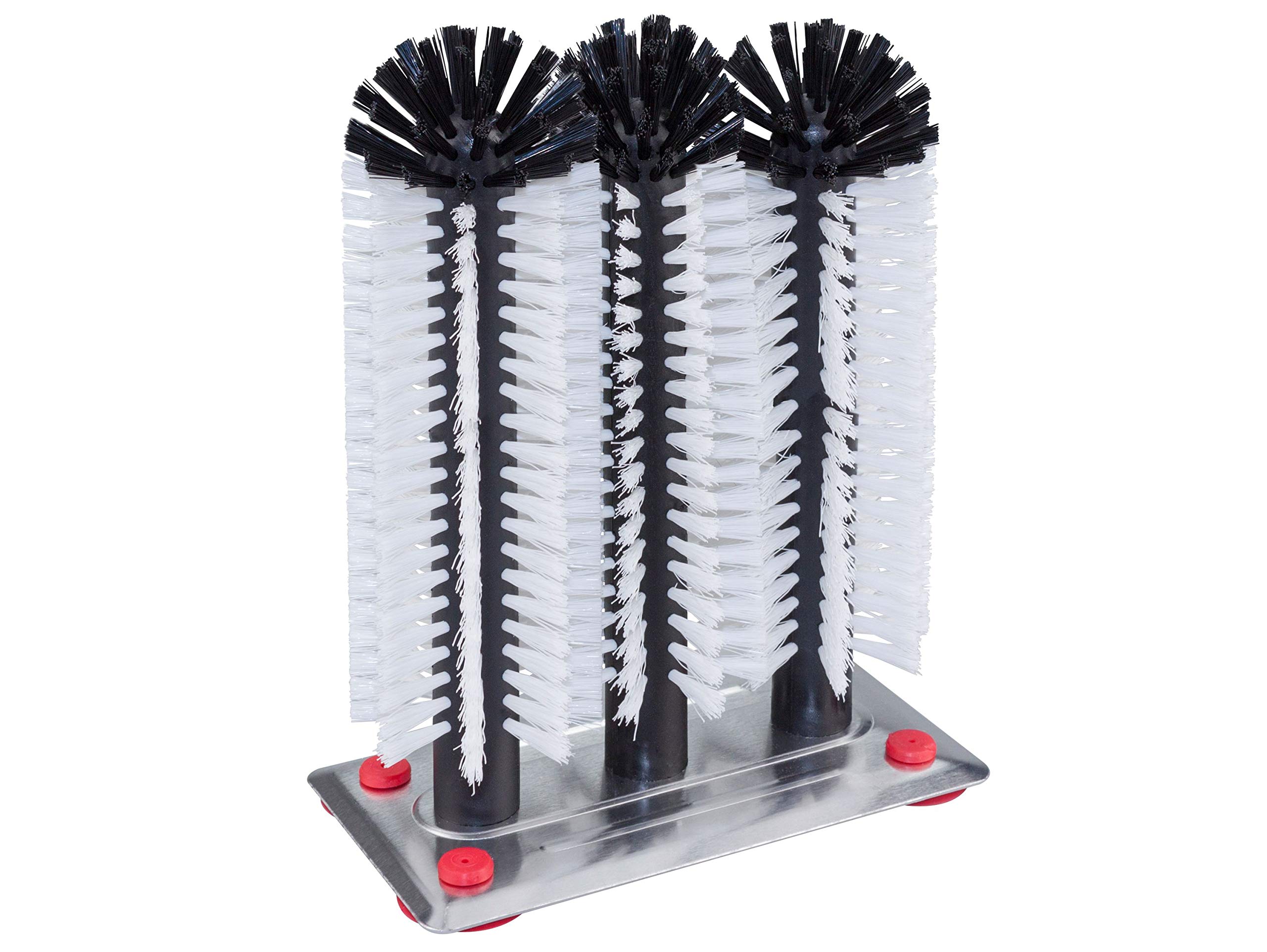 BUMAG eG Professional Glass Cleaning Brush with 3 Columns with Large Aluminium Suction Plate Glass Brush Cleaning Brush for Glasses, 24-24-24 cm