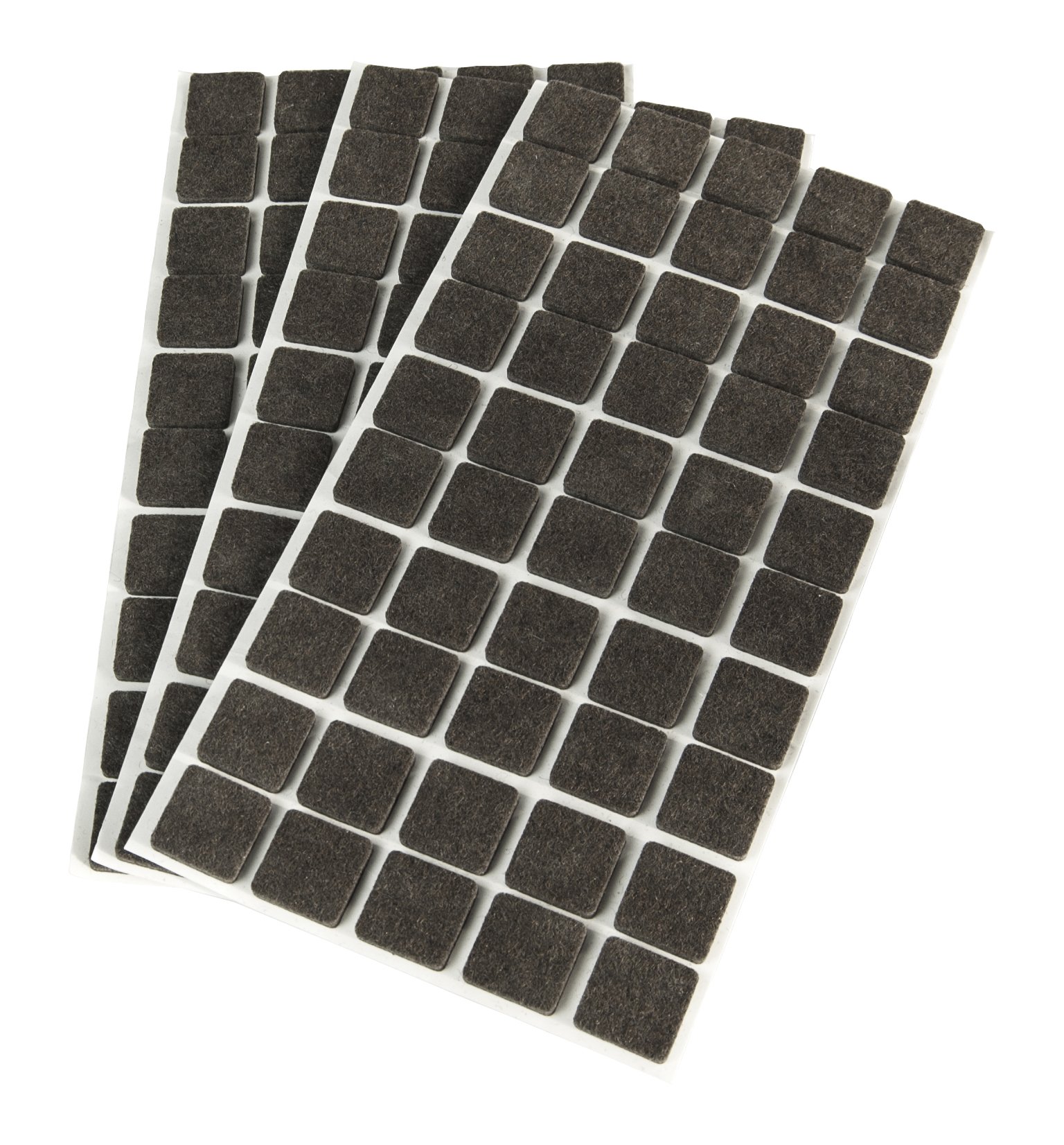 Emuca - Square self adhesive felt pads for furniture, brown colour, 20x20mm (0,7x0,7 inch), Set of 150 felt pads