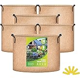 iPower Grow Bag 10 Gallon 6-Pack Heavy Duty Plant Pots, 300g Thick Nonwoven Fabric Containers Aeration with Nylon Handles, for Planting Vegetables, Fruits, Flowers, Tan 2024 Version