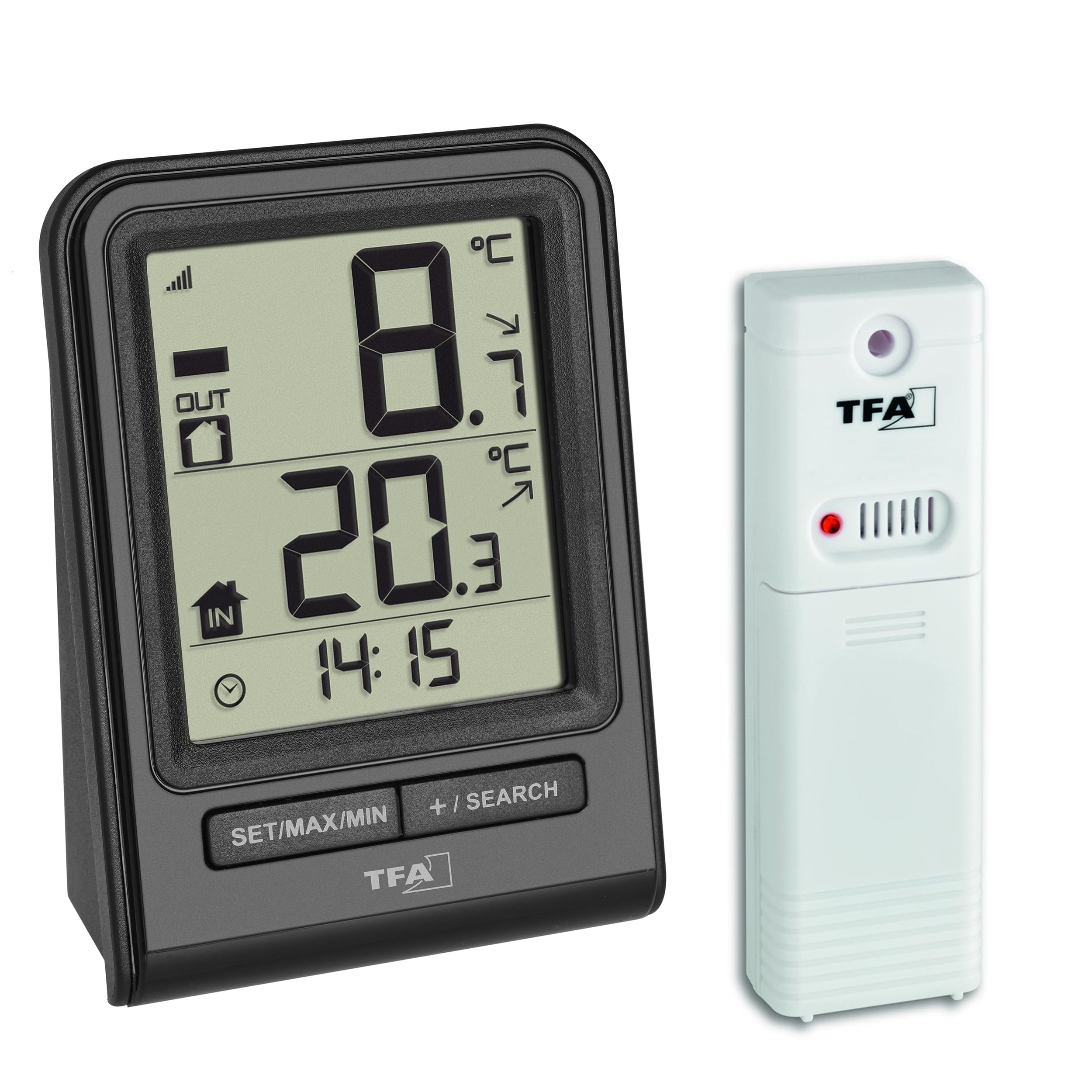 TFA Dostmann Wireless Thermometer PRISMA, 30.3063.01, trend arrow, max.-min. values, indoor and outdoor, black