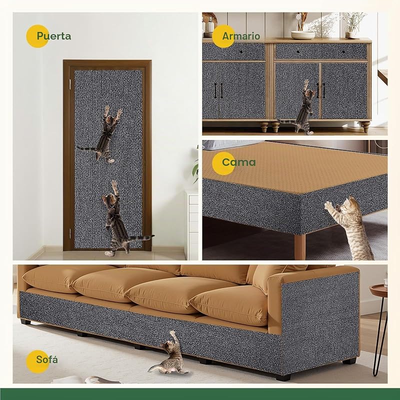 Alfombrilla Rascadora para Gatos Autoadhesiva, Tablero Rascador para Gatos, Protector Sofa Gatos Arañazo, Alfombrilla Rascadora para Gatos,Protector De Muebles Antiarañazos, 200cm×40cm