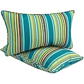 Waterproof Outdoor Lumbar Pillow Covers Set of 2,Home Decor for Garden Patio Furniture,Couch,Sofa 12"x20" Inch Decorative Pillows Cover Only,NO Insert(Green Stripe)