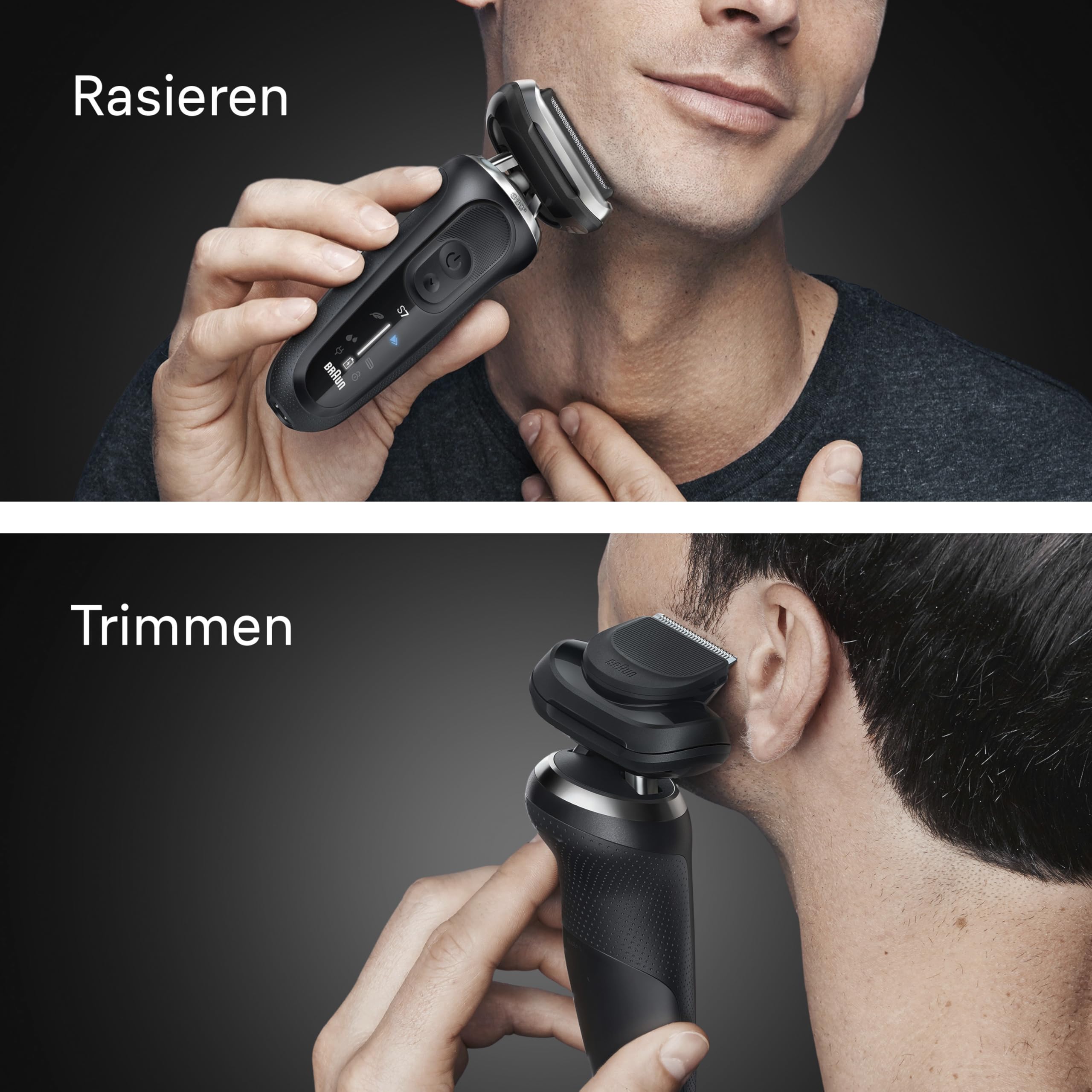 Braun Rasierer Herren Elektrisch Series 7, 72-N1200si, Schwarz - Kabelloser Elektrorasierer, Barttrimmer mit 60 Min. Akku, Wasserdicht, Made in Germany, Inkl. 1 Aufsatz 6