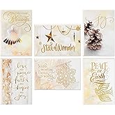 Hallmark Boxed Religious Christmas Cards Assortment, Christmas Blessings (6 Designs, 24 Cards with Envelopes), Gold