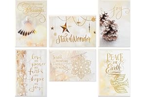 Hallmark Boxed Religious Christmas Cards Assortment, Christmas Blessings (6 Designs, 24 Cards with Envelopes), Gold