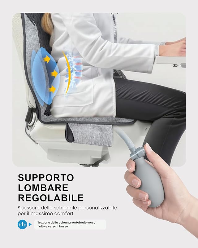 Massaggiatore Schiena con Funzione Riscaldante per Alleviare il Mal di Schiena, Sedile Massaggiante con 5 Modalità di Vibrazione, 3 Intensità, 3 Impostazioni di Tempo, Regalo Uomo
