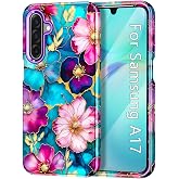 Btscase for Samsung Galaxy A17 5G Case, Marble Pattern 3 in 1 Heavy Duty Shockproof Full Body Rugged Hard PC+Soft Silicone Drop Protective Women Girl Cover for Samsung Galaxy A17 5G,Colorful