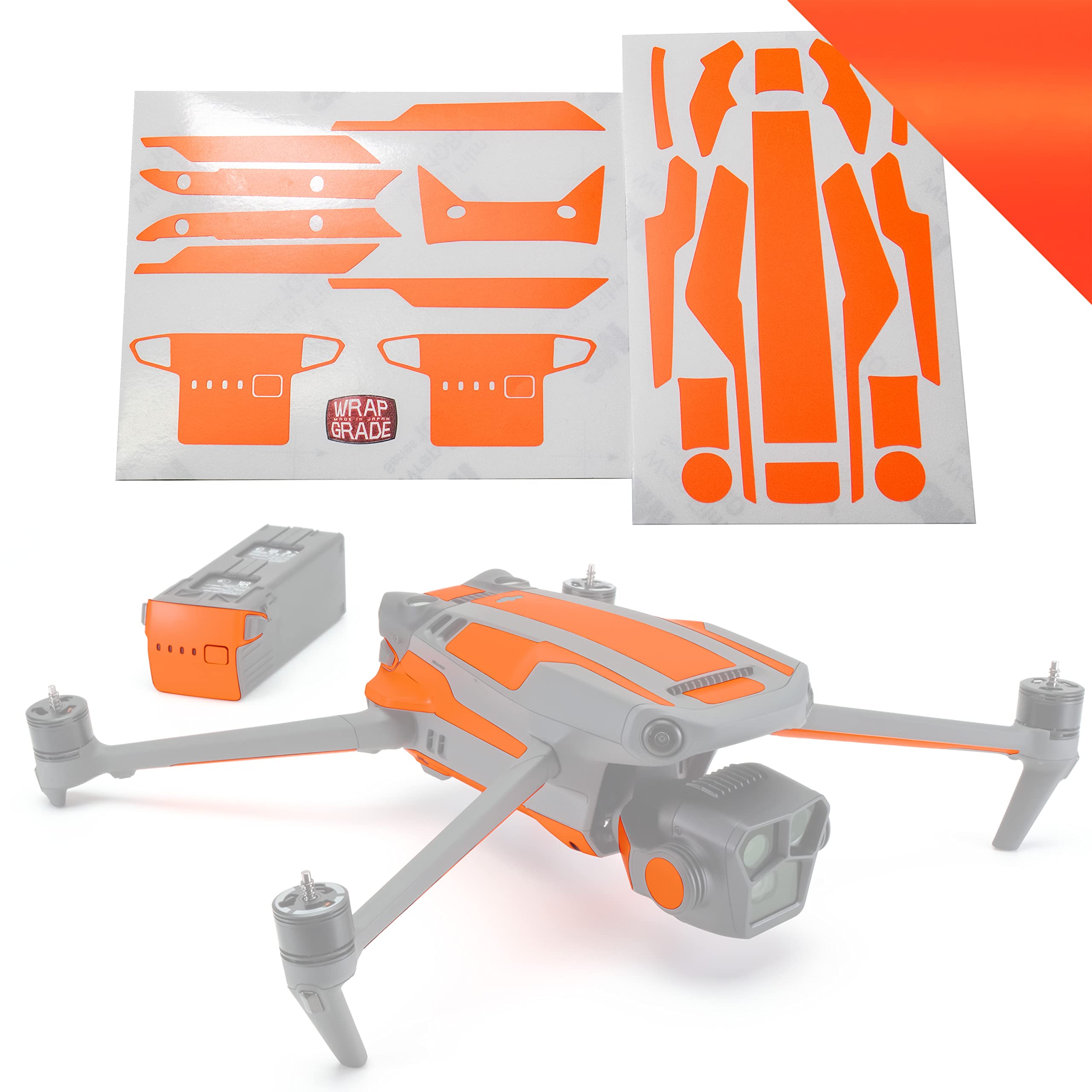 WRAPGRADE Skin Stickers for Mavic 3 Pro/Mavic 3 Classic | Accent Color (NEON ORANGE/Pro)
