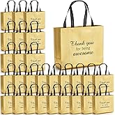 Sweetude 24 Pcs Bulk Thank You Gift Bags with Handles Reusable Nonwoven Gold Wedding Return Foldable Bags Thanks You Totes for Birthday Baby Show Graduations Party Favors, 12. 6 x 10. 6 x 4. 7 Inch