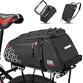 KEMIMOTO 8L Bike Bag with 6L Removable Cooler Bag, Bike Rear Rack Bag PVC Water Resistant Insulated Bag, Bicycle Trunk Pannier with Shoulder for Cycling Ebike Back Seat Storage