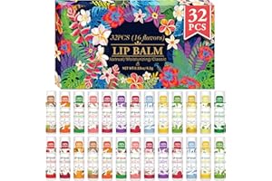 VISRIE 32 Pack Lip Balm, Natural Lip Balm Bulk with Vitamin E and Coconut Oil, Bulk Lip Balms for Dry Lips-16 Flavors