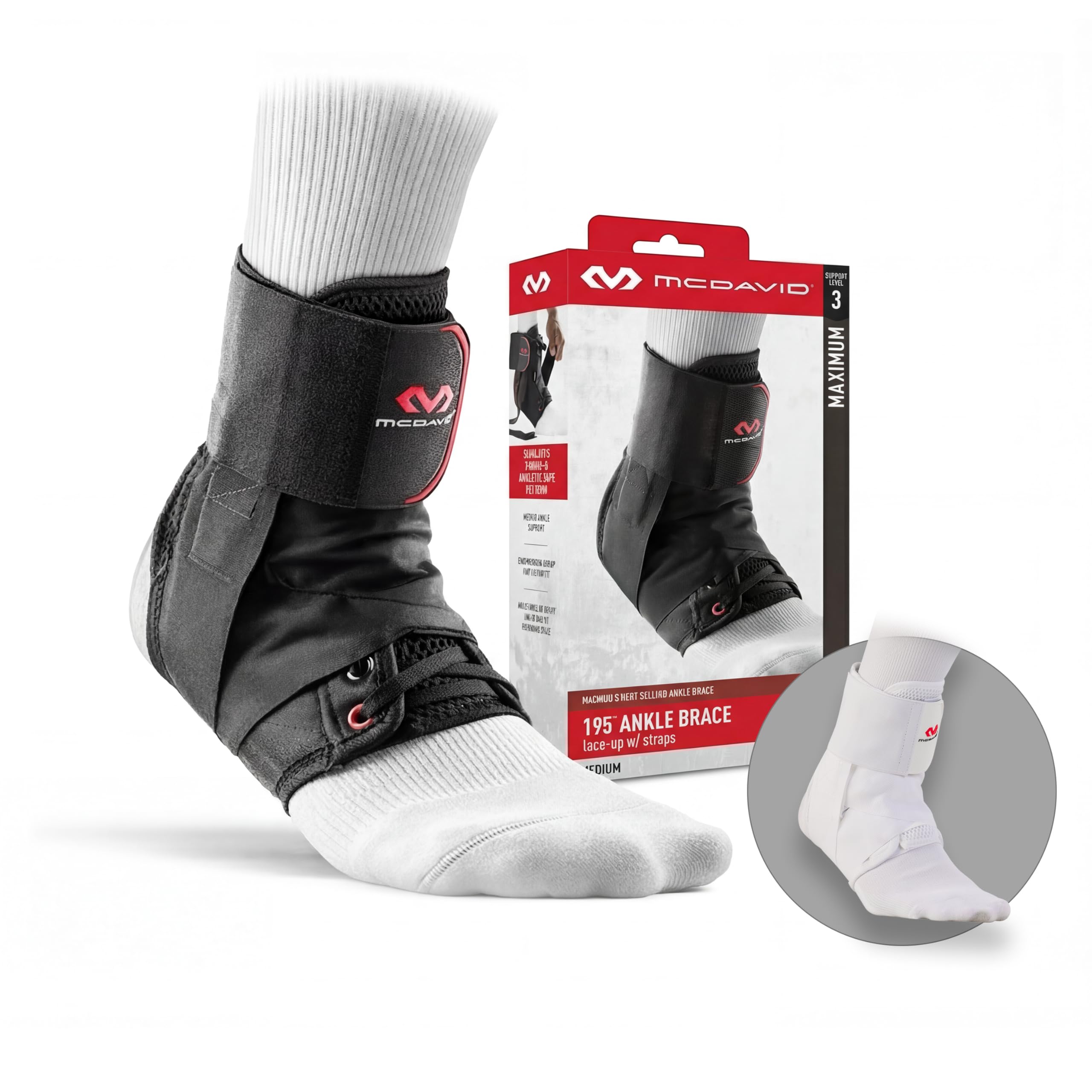 Photo 1 of McDavid Ankle Brace Ultralight for Sprained Ankle, Figure 8 Ankle Braces, Lace up Ankle Brace, Ankle Braces for Men and Women, Ankle Support Brace and Stabilizer