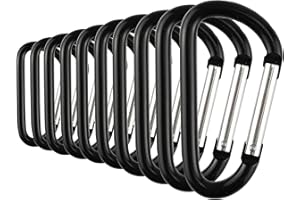 SWATOM Aluminum Carabiner Clip Snap Hook Keyring 1.5/1.9/2.2/2.4/2.8 Inch Carabiners Keychains Black(10P/20P)