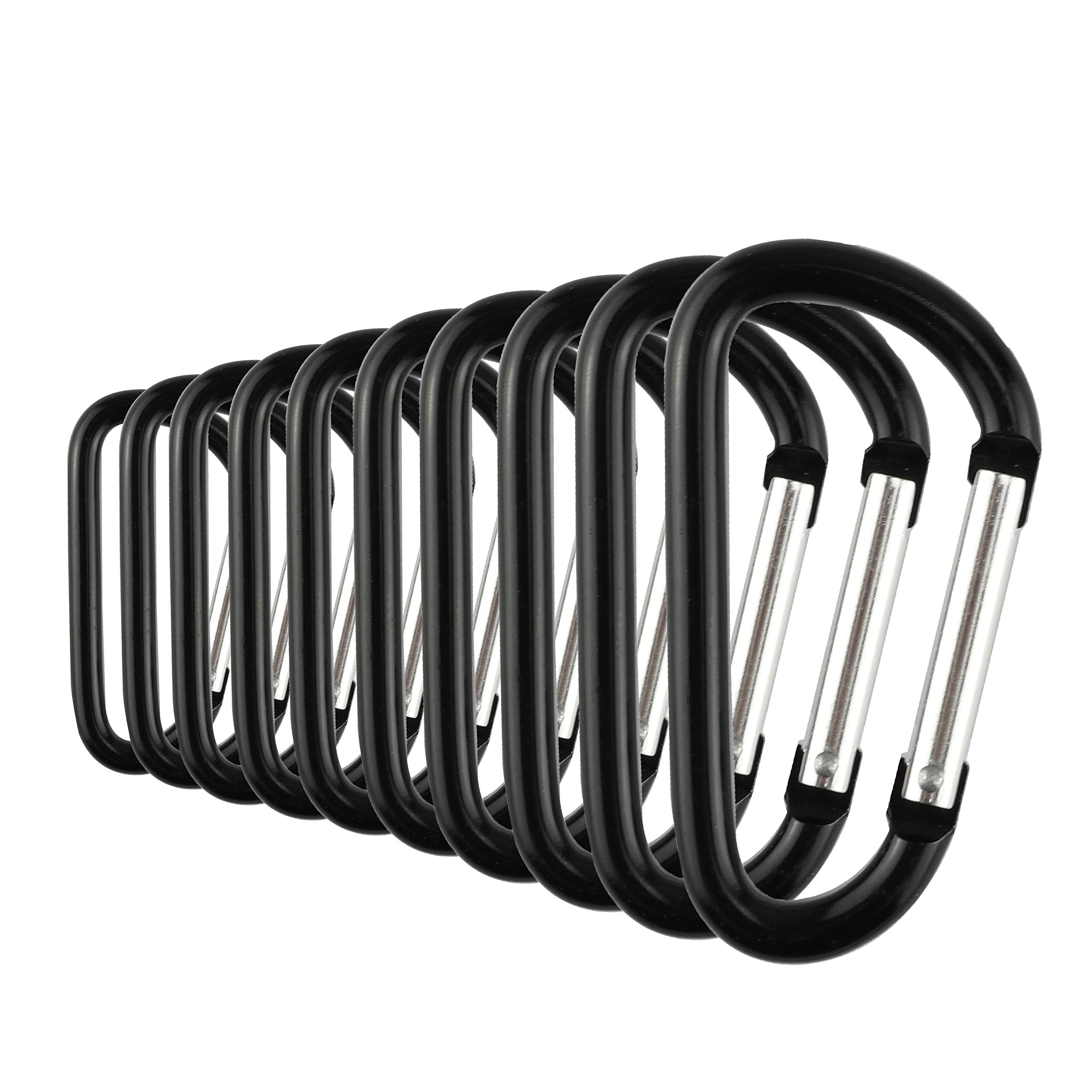 Temlum 10 Pcs Carabiner Clips 3.8/4.8/5.8/6/7cm D-Ring Keyring Clip Small Snap Hook Aluminum Carabiner Clip for Keys, Backpack, Dog Leash, Fishing, Camping (5.8 x 2.8cm)