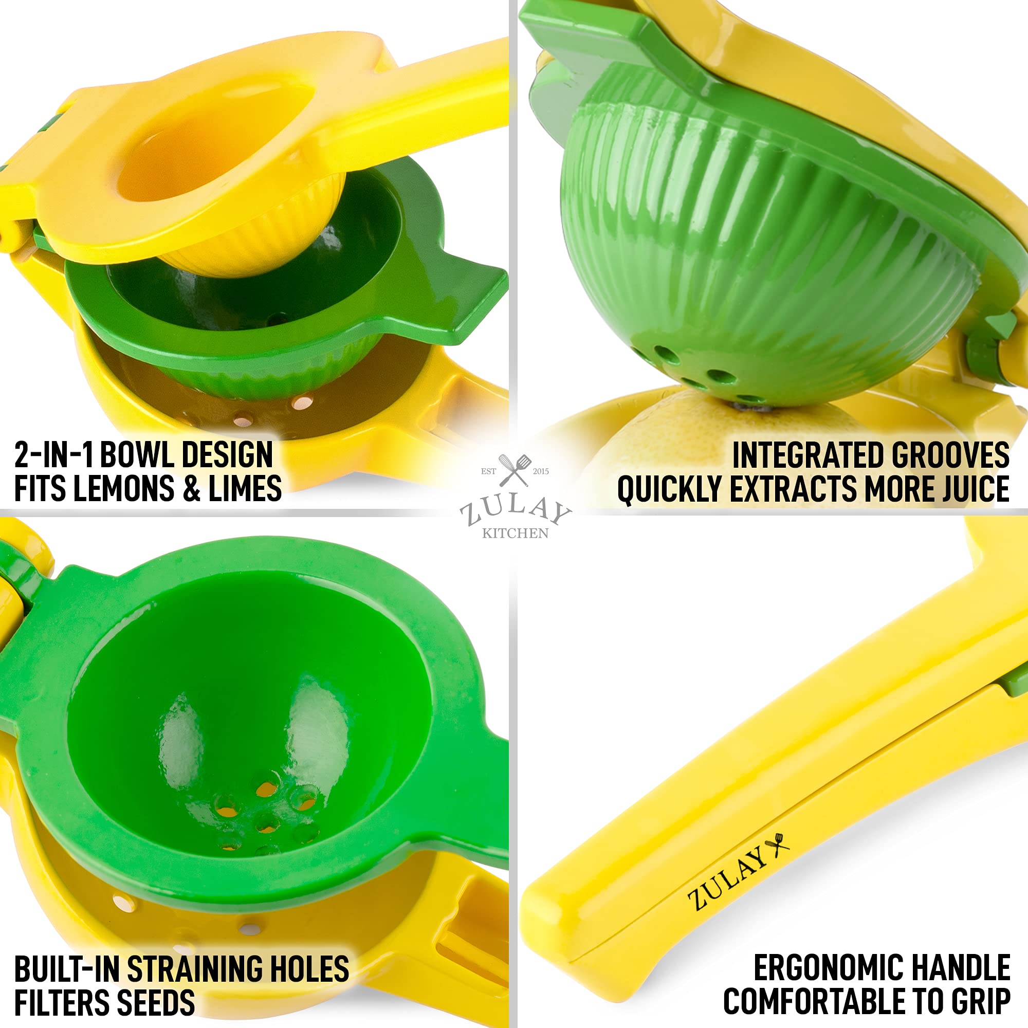 Zulay Premium Quality Metal Lemon Lime Squeezer - Manual Citrus Juice Press by Zulay Kitchen
