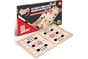 Bungee Table - Extra Large Fast Sling Puck Game - Test Your Speed and Accuracy with Fast Action Wooden Air Hockey Board Game - Guaranteed Fun for Family Game Night or Party with Friends