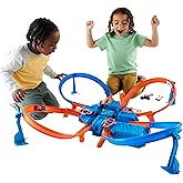 Hot Wheels Track Set with 1:64 Scale Toy Car, 4 Intersections for Crashing, Powered by a Motorized Booster, Criss-Cross Crash