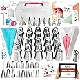 90 Pieces Russian Piping Tips Set, Includes Piping Bags and Tips Set,25 Russian Tips,16 Icing Tips,7 Ruffle Piping Tips, Ball Tip, 31 Pastry Bags & Video Course for Cookie, Cupcake & Cake Decoration