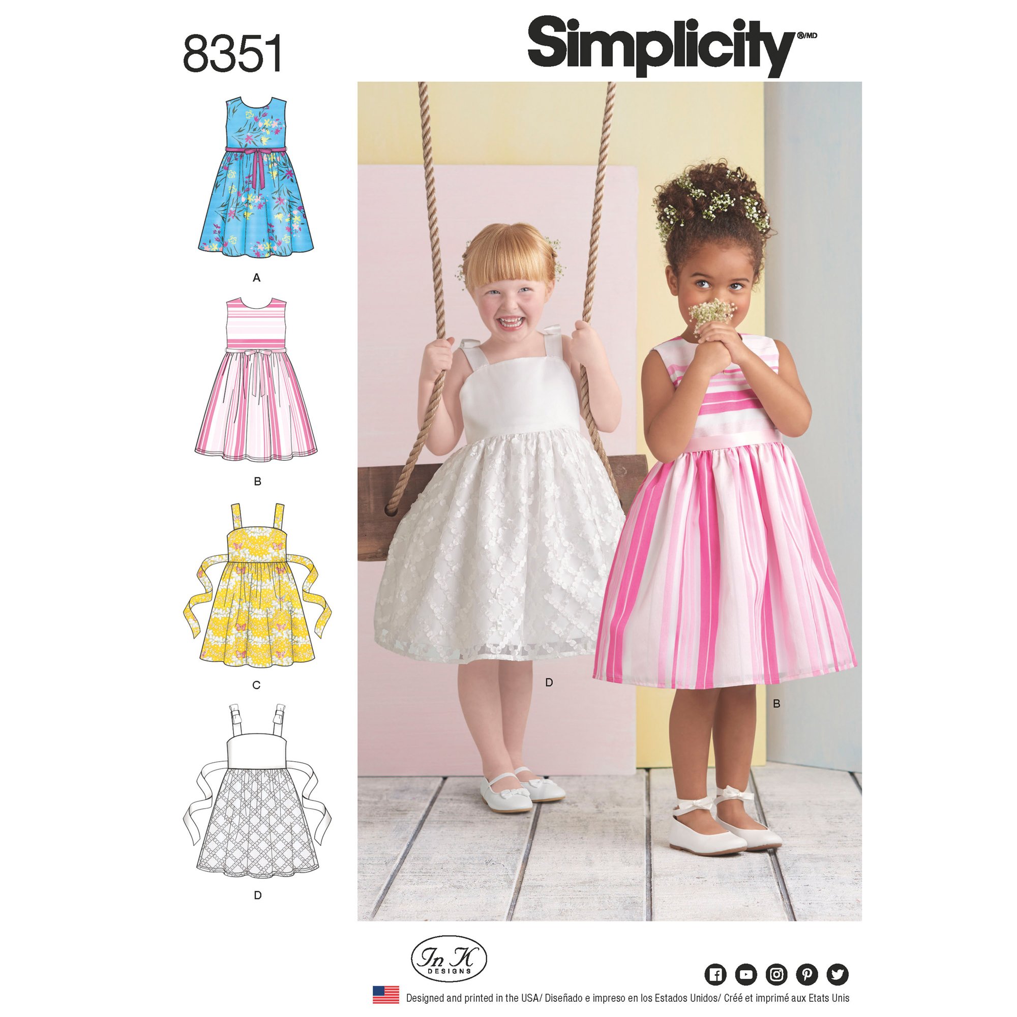 Simplicity Pattern 8351 A (3-4-5-6-7-8) Child's Dress, Paper, White, 22 x 15 x 1 cm