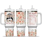 Decorlion 40oz Tumbler With Handle – Best Mom Ever Floral Cup, Birthday Gift for Wife, From Daughter or Son