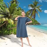 MOKANI Changing Robe Towel Poncho with Hood Dark Blue Microfiber Quick Dry view 2