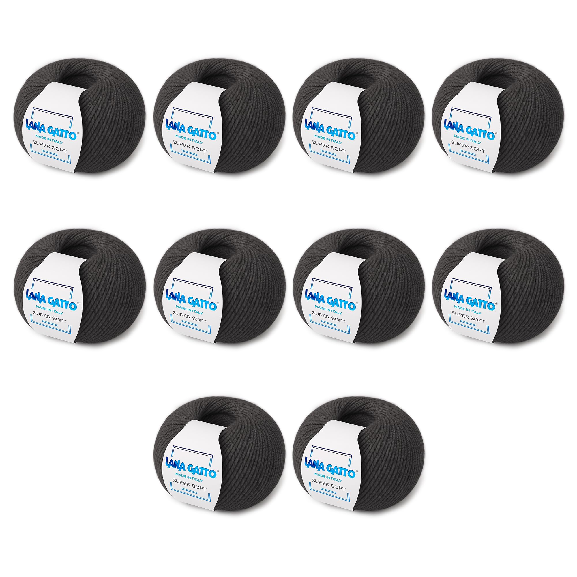 Super Soft Yarns for Crocheting and Knitting 100% Merino Wool Soft Yarn, Extrafine Wool Made in Italy by Lana Gatto Super Soft Line, 18 oz 1370 yd, (10, Dark Brown - 9426)