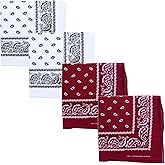 Motique Accessories Extra Large Paisley Bandana 27x27 Inch - Set of 4