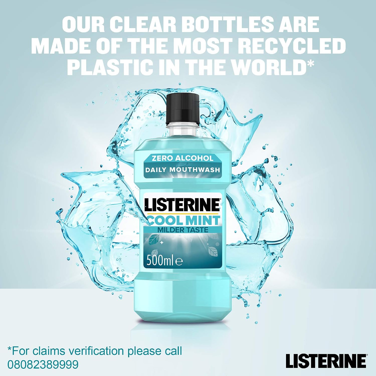Listerine Daily Mouthwash Milder Taste, Cool Mint, 500m, 500 ml (Pack of 1) - Image 5