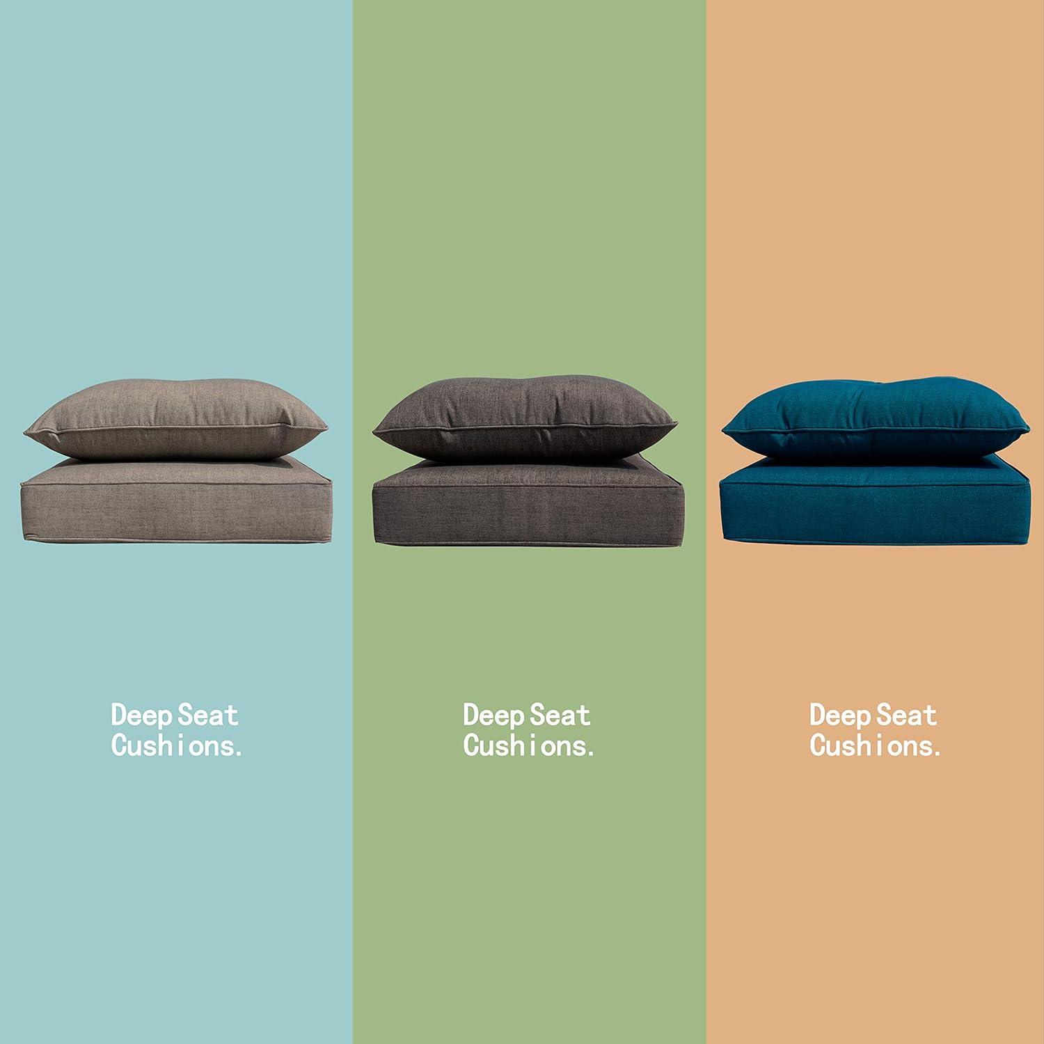 BOSSIMA Cushions for Patio Furniture, Outdoor Water Repellent Fabric, Deep Seat Pillow and High Back Design,Sliver/Light Grey: Home & Kitchen
