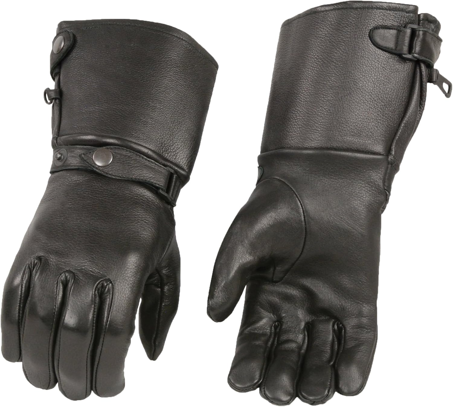 MEN'S BLACK DEERSKIN LEATHER LONG CUFF GAUNTLET GLOVES MADE IN THE USA