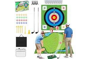 ASTRAEA Golf Chipping Game, Golf Battle Game with Hitting Mat for Kids Adults Indoor and Outdoor, 60" x 60" Double Sided Practice Mat with 2 Clubs & 20 Sticky Balls for Backyard