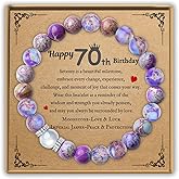 Sereney Birthday Gifts for Women, Beaded Bracelets as 30 50 60 70 Year Old Birthday Gift, Adjustable Stone Stretch Bracelet as Happy Birthdays Gifts for Daughter Mom Grandma Sister Wife Girlfriend