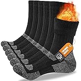 SukModen Merino Wool Thermal Socks for Men & Women, 3 Pairs Full Cushion Winter Boot Socks for Cold Weather Hiking Work
