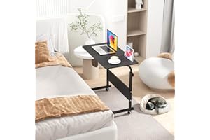 SogesPower Mobile Laptop Desk Adjustable Height Stand Side Table with Wheels Workstation Laptop Computer Stand Bedside Table 