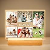 Custom Picture Frames with Photo, Personalized Photo Frame with Night Light, Customized Picture Frame, Personalized Anniversary Birthday Gifts for Women Men Her Him Girlfriend Boyfriend Couple