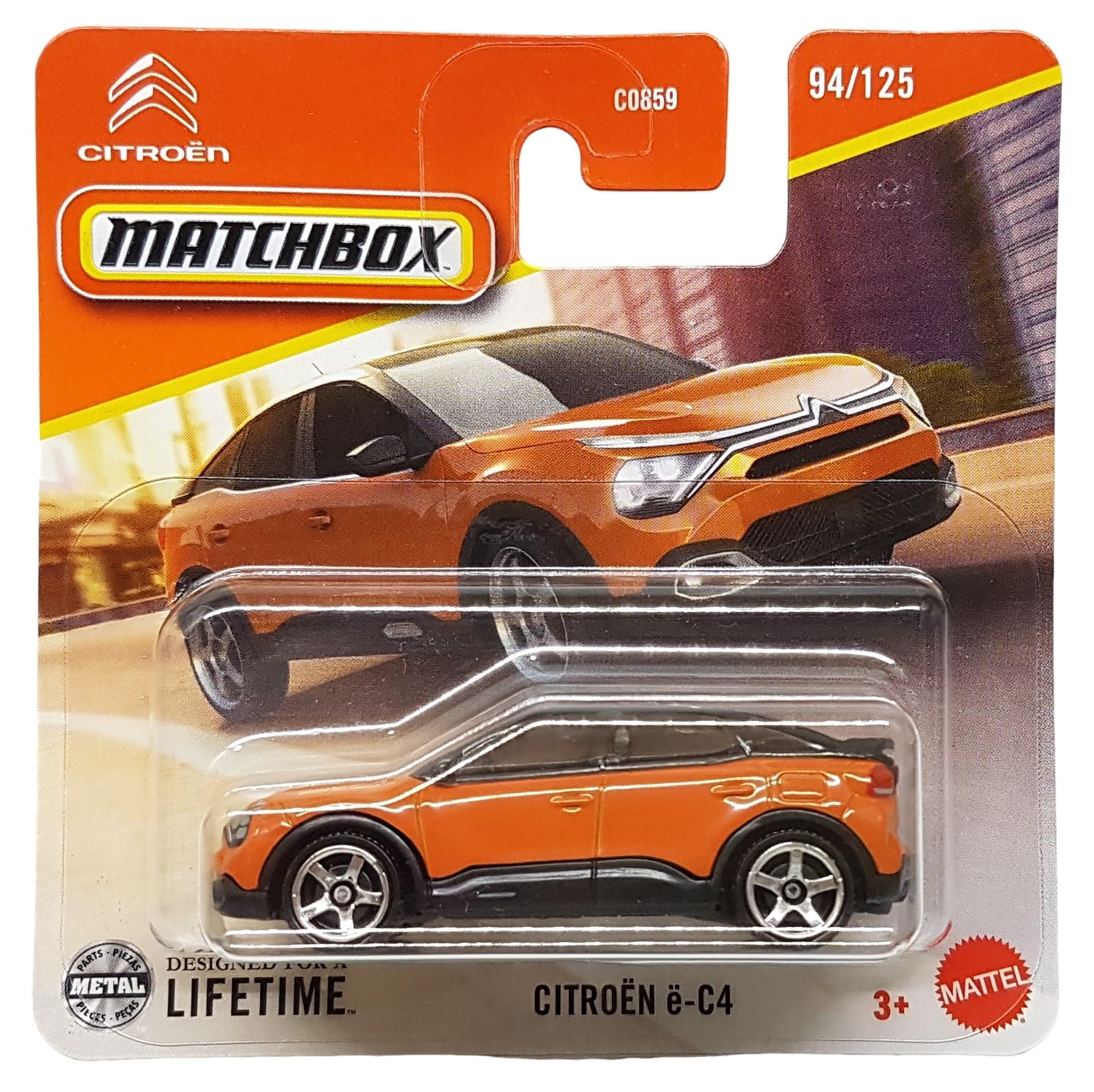 Matchbox - Citroén é-C4 - MBX City 94/125 - JBR50 - Short Card - Orange - Superfast Lesney - Mattel 2025-1:64