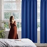 Deconovo 2 x Blackout Thermal Curtains Royal Blue 210 x 140 cm Ruffle Tape view 6