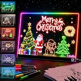 Exbelle16&ldquo; LED Drawing Board for Kids Birthday Gift LED Note Drawing Tablet | 7 Colors Light 3 Modes &amp; 7 Neon with Tracing Templates Creative Birthday and Christmas Gift for Kids