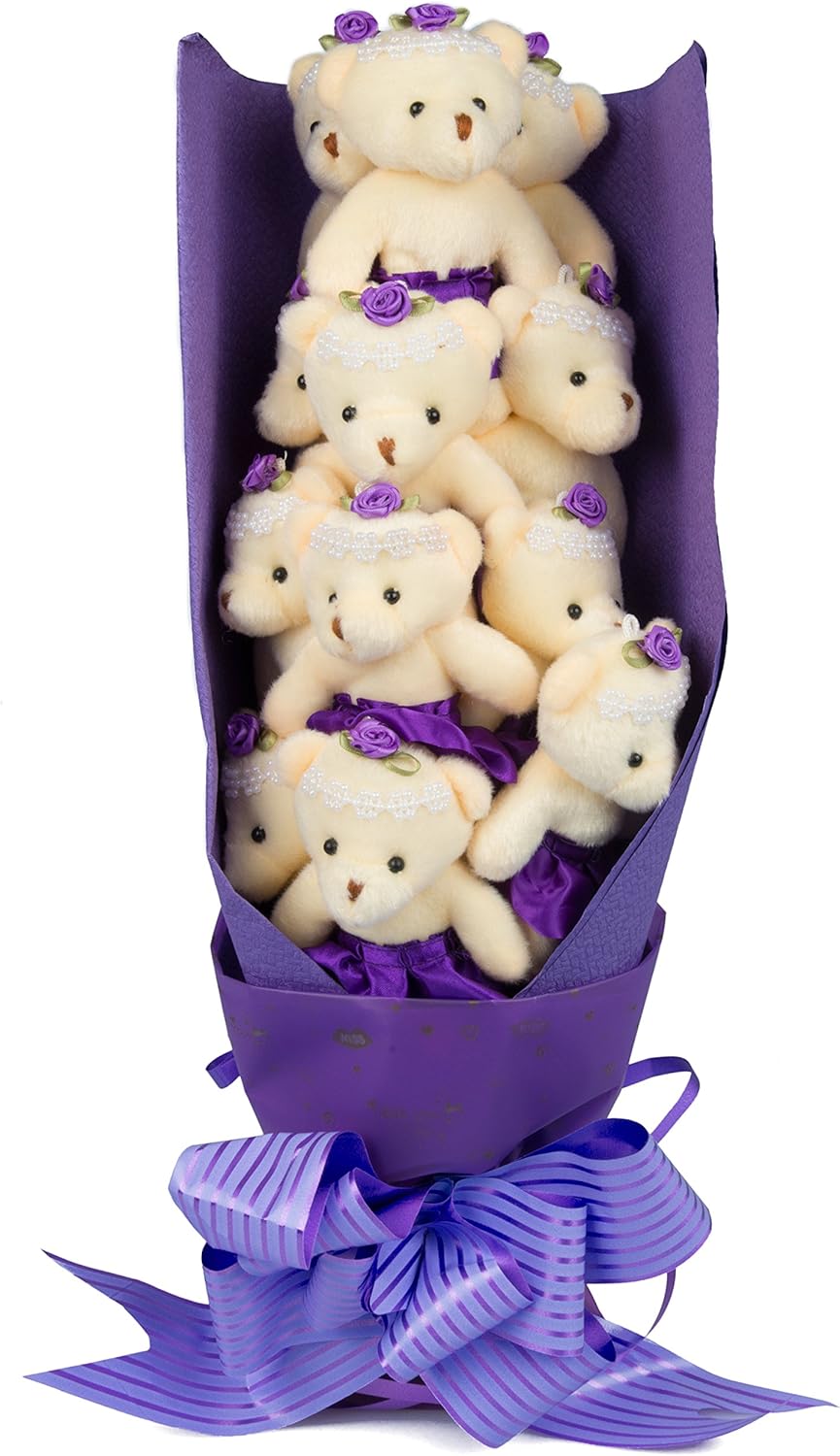 SCS Direct Teddy Bear Plush Flower Gift Bouquet with 12 Stems - Cute Alternative to Flowers, Candy, Chocolate for Mom, Wife, Girlfriend, Daughter, Grandmother: Toys & Games